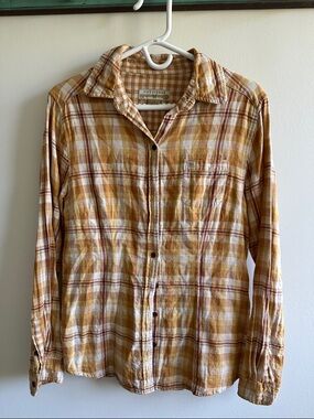 Women’s Yellow Plaid Button-Down Shirt - Crew & Co.